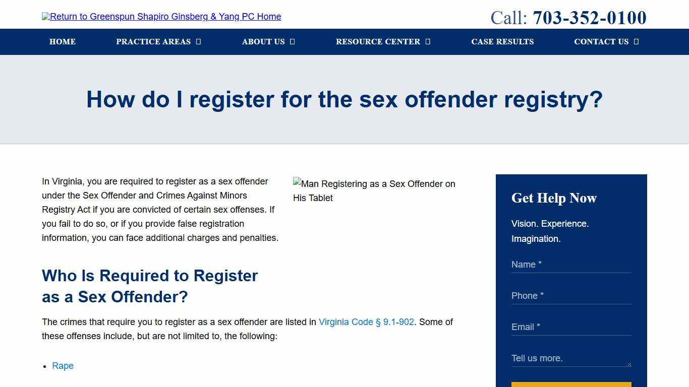 How to Register for the Sex Offender Registry in Virginia Greenspun Shapiro Ginsberg & Yang PC